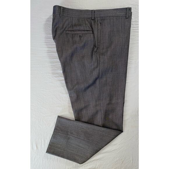 Nordstrom Men's Shop Flat Front Wool Dress Pants, Slacks. Gray Sharkskin, 36X30. - Picture 2 of 9